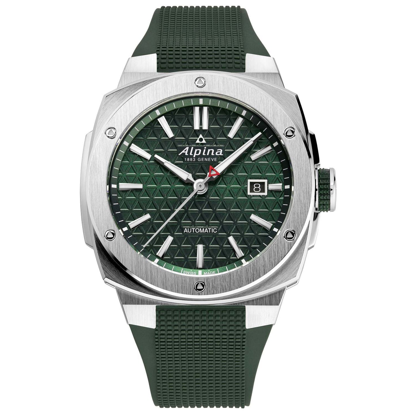 MEN'S ALPINER EXTREME AUTOMATIC GREEN RUBBER STRAP WATCH, GREEN DIAL