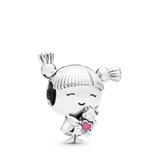 GIRL WITH PIGTAILS CHARM, STERLING SILVER