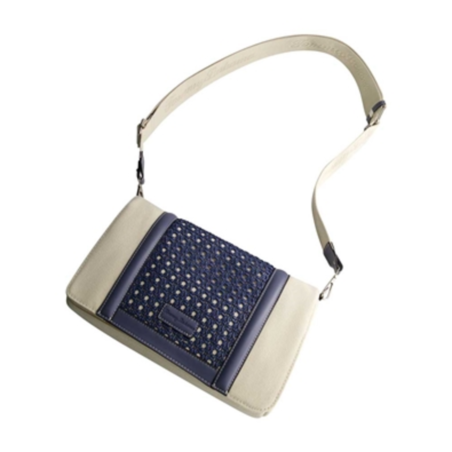 WOVEN FLAP CROSSBODY BAG, BLUE