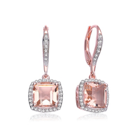 ROSE GOLD PLATED CZ DROP EARRING, PINK, 1.02