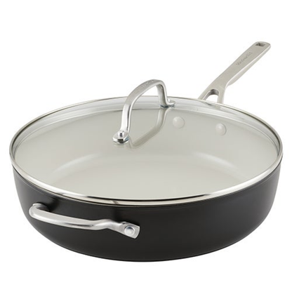 5QT HARD ANODIZED CERAMIC SAUTE PAN W/ LID BLACK