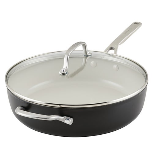 5QT HARD ANODIZED CERAMIC SAUTE PAN W/ LID BLACK