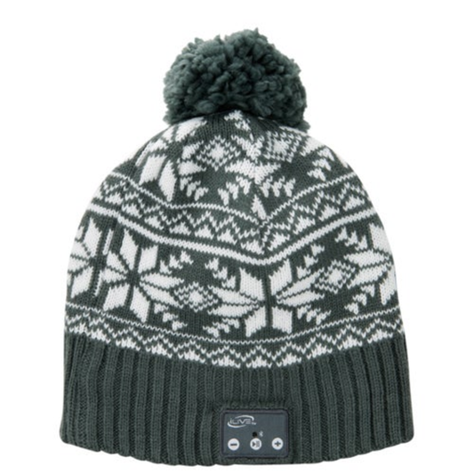 BLUETOOTH WIRELESS MUSIC BEANIE  W/ BUILT-IN SPEAKERS AND MIC GRAY