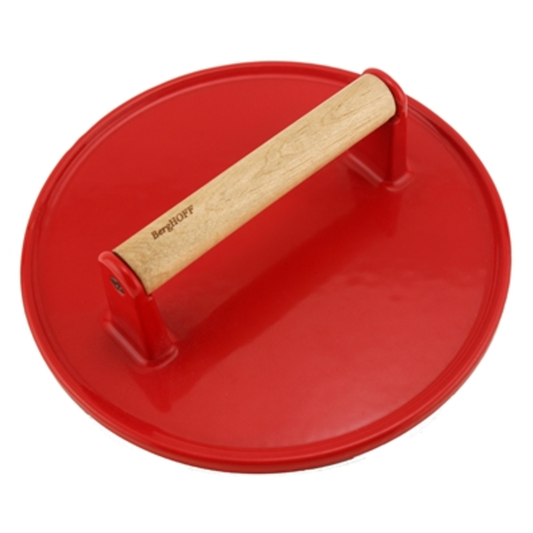 CAST IRON STEAK PRESS, RED, 9"