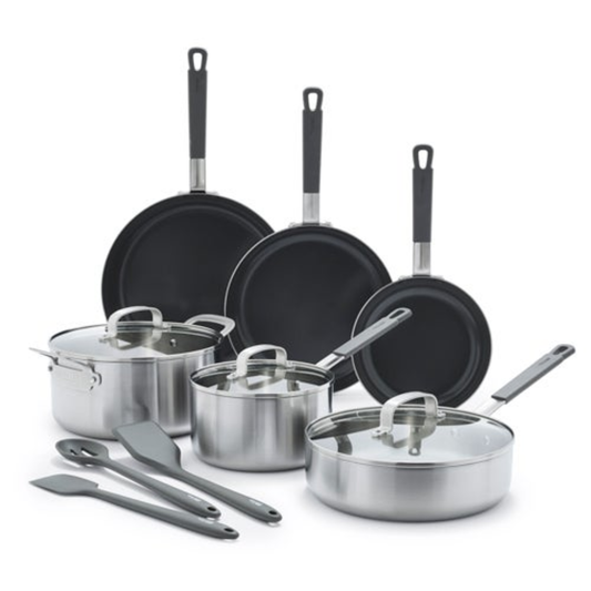 STAINLESS STEEL PFAS-FREE NONSTICK 12PC COOKWARE SET