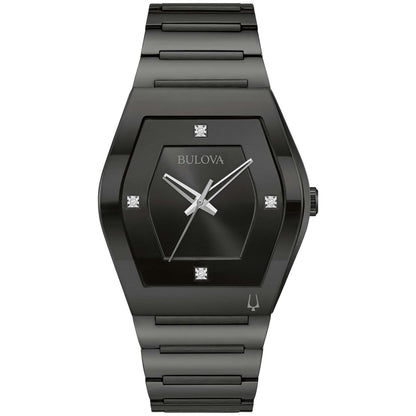 MEN'S MODERN GEMINI BLACK STAINLESS STEEL WATCH, BLACK DIAL