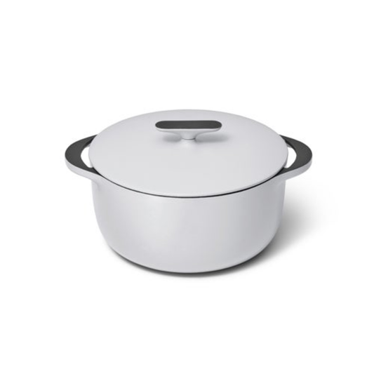 6.5QT ENAMELED CAST IRON DUTCH OVEN W/ FLAT LID GRAY