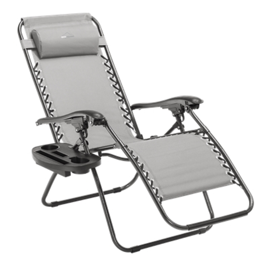 ZERO-GRAVITY CHAIR, GRAY, 38" X 10" X 27"