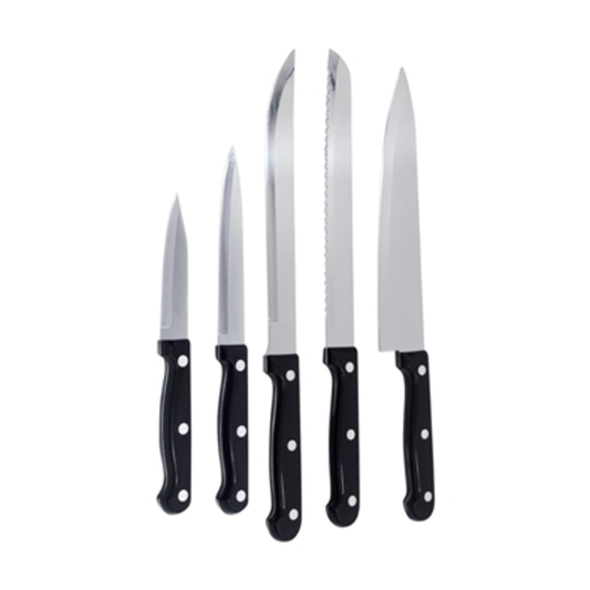 HELLS KIITCHEN KNIFE SET WITH BLOCK, BLACK, 5 PIECES
