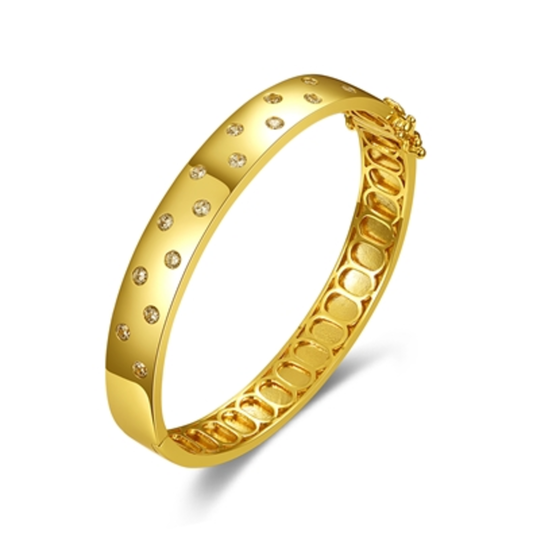 14K GOLD BOLD CLASSIC BANGLE, GOLD, 7"