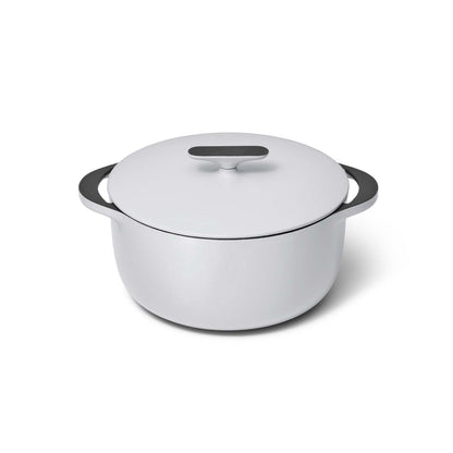 6.5QT ENAMELED CAST IRON DUTCH OVEN W/ FLAT LID GRAY