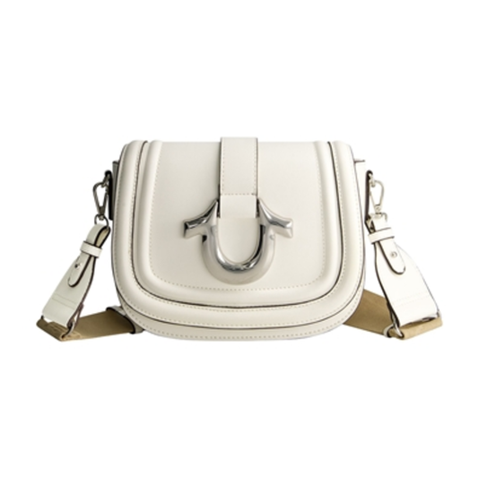 SADDLE BAG WITH GOLD HARDWARE, WHITE