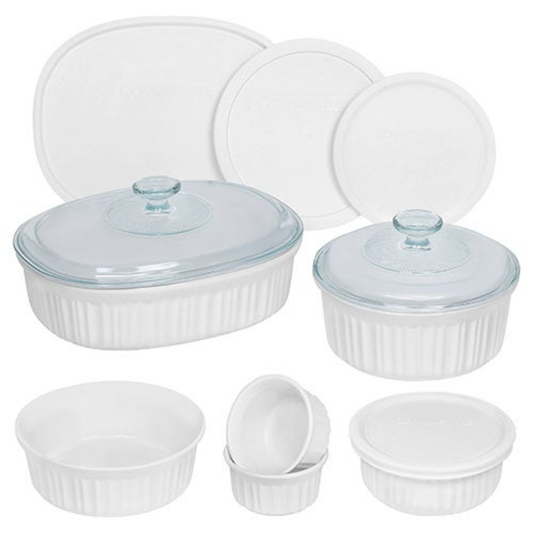 FRENCH WHITE 12PC ROUND & OVAL BAKING SET