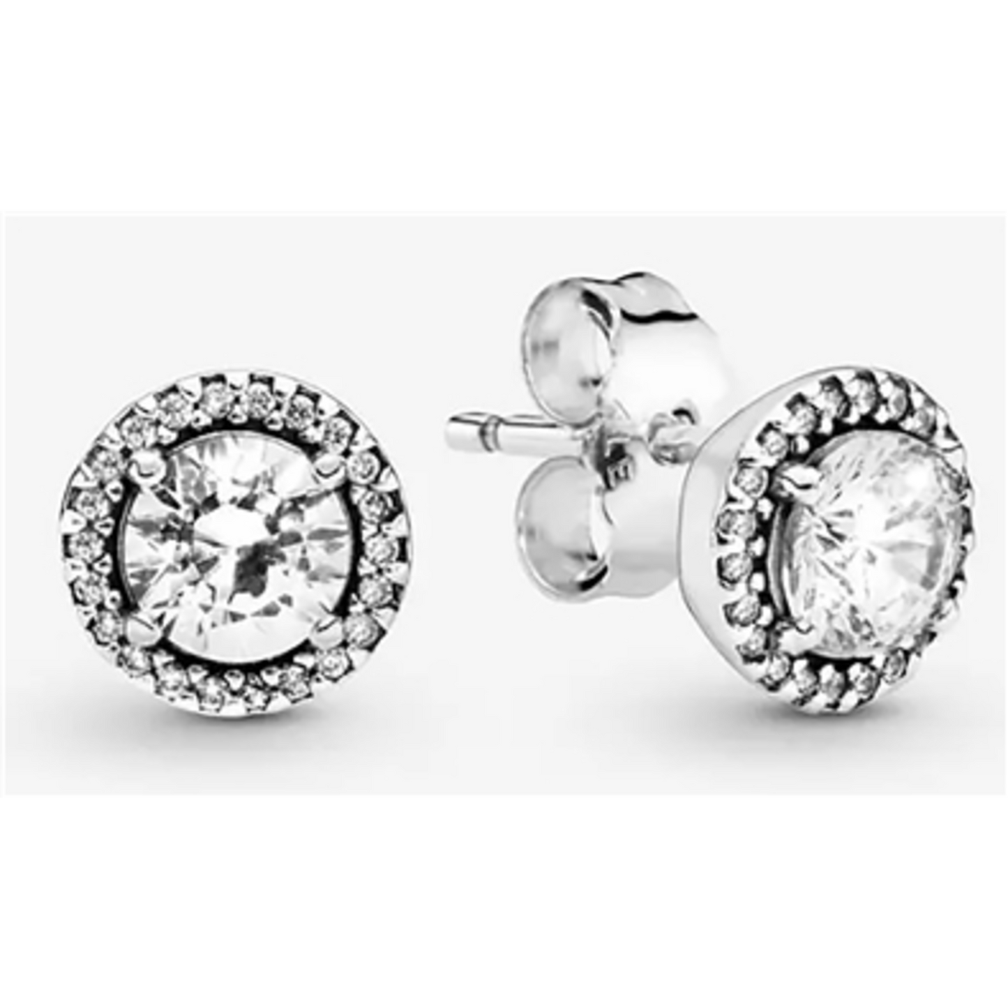 ROUND SPARKLE STUD EARRINGS, CLEAR