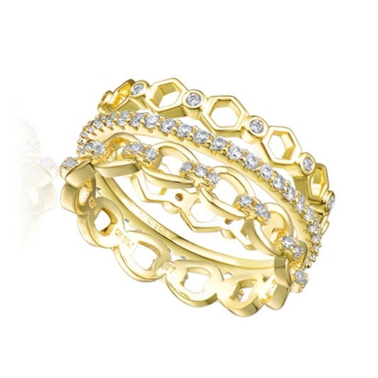 14K YELLOW GOLD LUXURY STATEMENT RING, GOLD, 7"