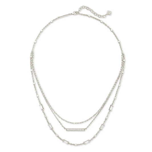 ADDISON MULTI STRAND NECKLACE, RHODIUM