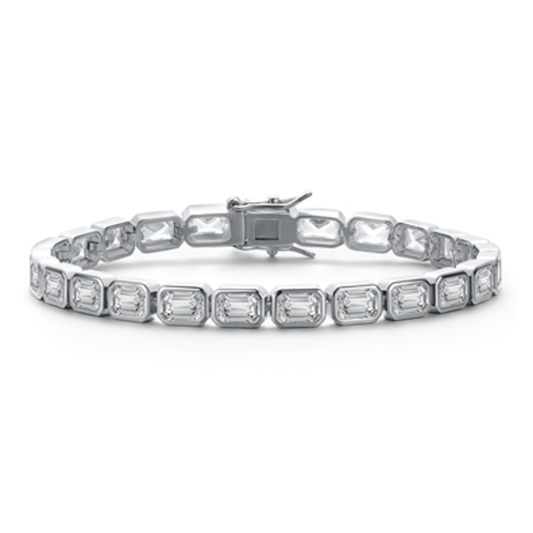 CZ RHODIUM DAZZLE TENNIS BRACELET, CLEAR, 7"