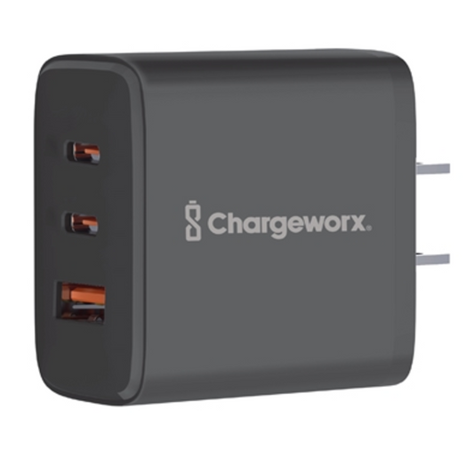 USB AND USB-C WALL CHARGER, BLACK