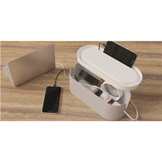 CABLE MANAGEMENT OFFIC ORGANIZER BOX, WHITE