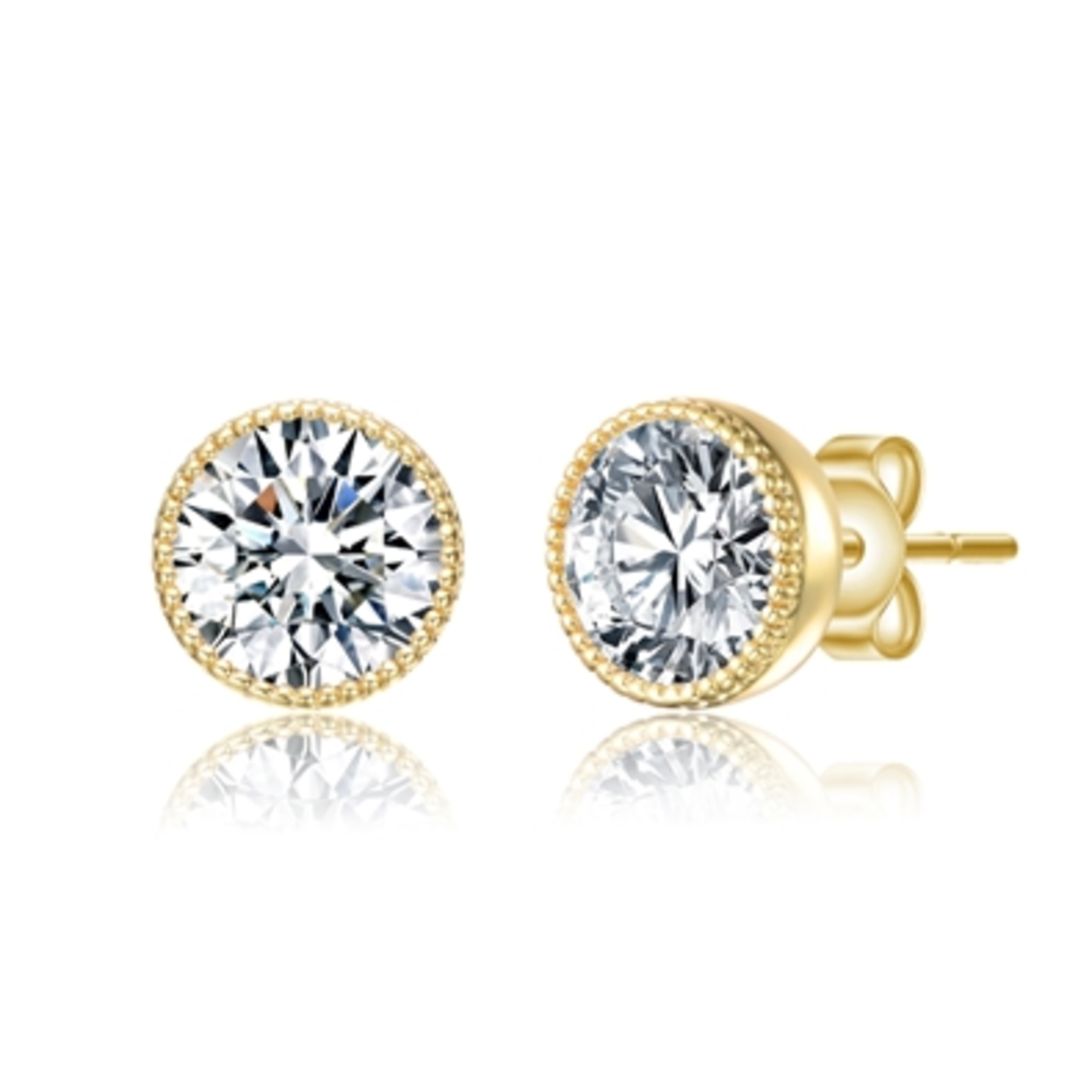 14K YELLOW GOLD ROUND STUD EARRINGS, GOLD