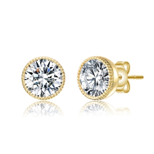 14K YELLOW GOLD ROUND STUD EARRINGS, GOLD