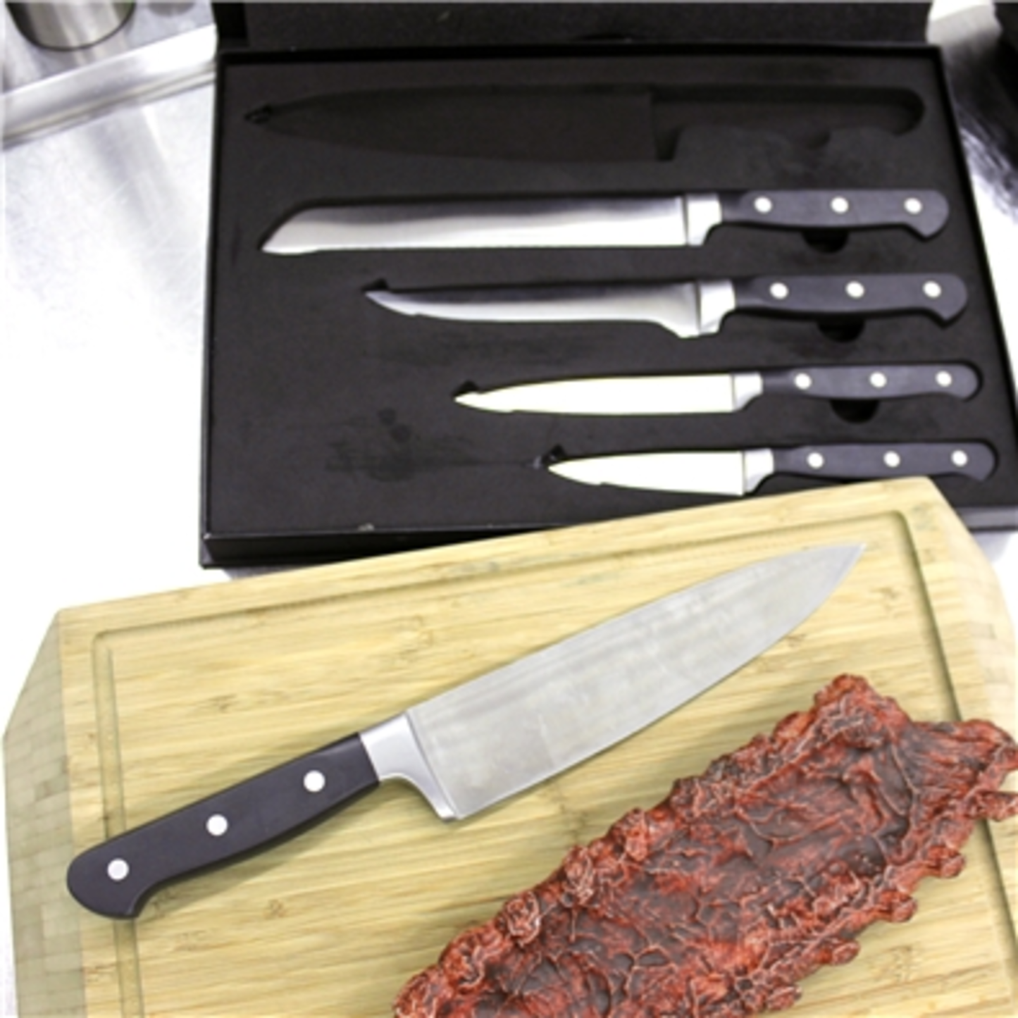 CONTEMPO 5PC GERMAN STEEL KNIFE SET, BLACK/SILVER