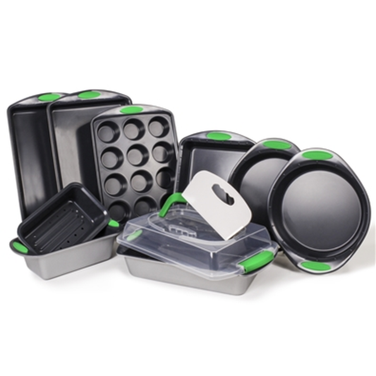 11PC BAKEWARE SET PERFECT SLICE, SILVER/GREEN