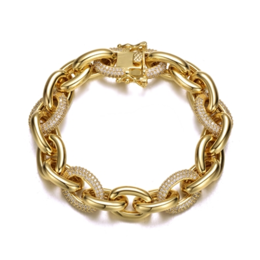14K YELLOW GOLD CHAIN BRACELET, GOLD, 8.5"