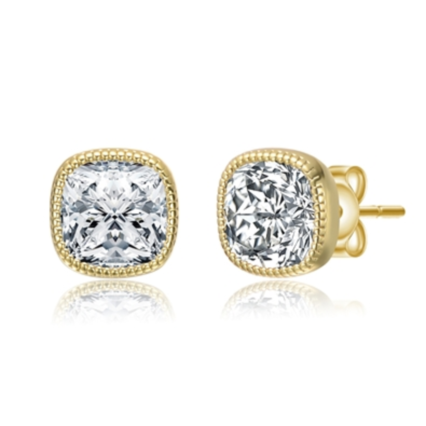 14K YELLOW GOLD SQUARE STUD EARRINGS, GOLD