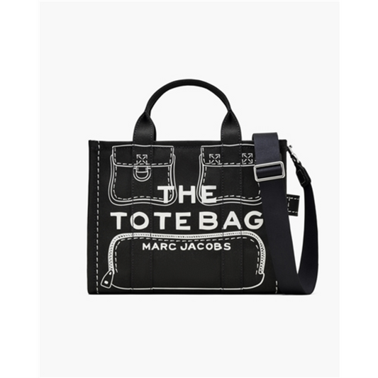 THE TROMPE L'OEIL CARGO CANVAS TOTE BAG, BLACK