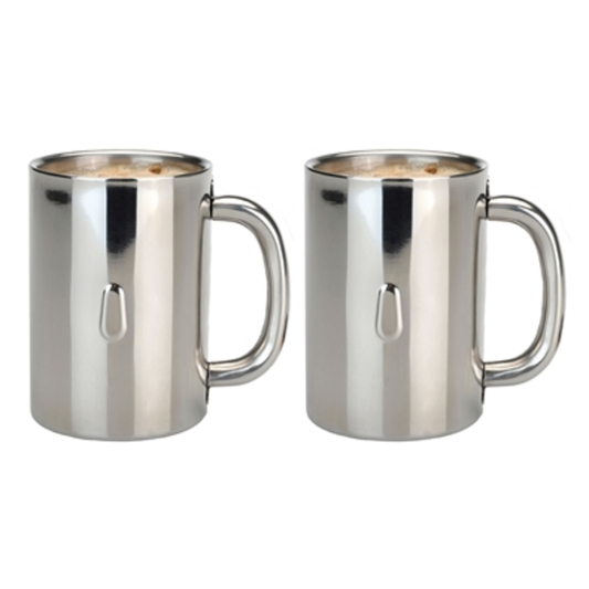 STRAIGHT 18/10 SS COFFEE MUG, SET OF 2, SILVER