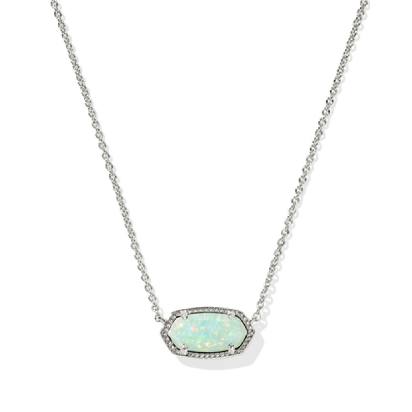 ELISA PENDANT NECKLACE, SILVER GREEN KYOCERA OPAL