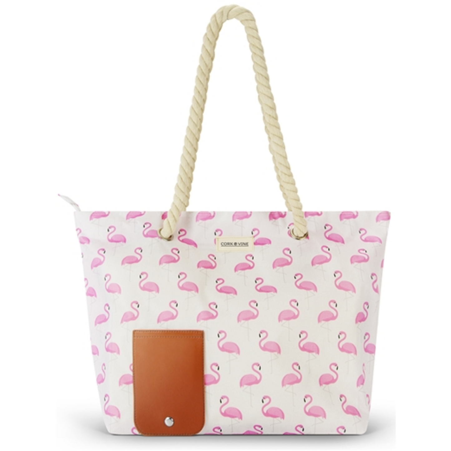 WINE TOTE, WHITE AND PINK