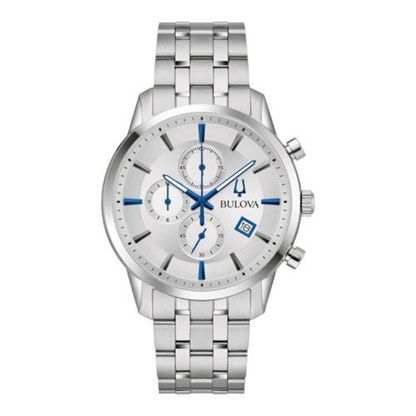 MEN'S SUTTON CHRONOGRAPH SILVER-TONE STAINLESS STEEL WATCH, SILVER DIAL