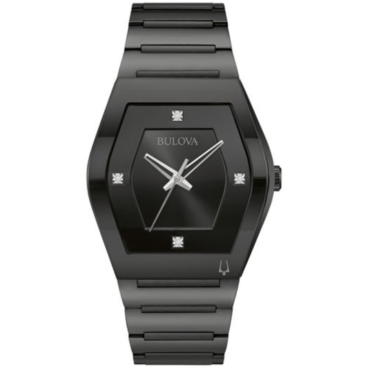 MEN'S MODERN GEMINI BLACK STAINLESS STEEL WATCH, BLACK DIAL