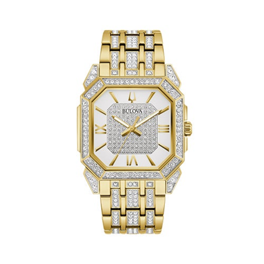 MEN'S OCTAVA CRYSTAL 2-TONE STAINLESS STEEL WATCH, WHITE & SILVER DIAL