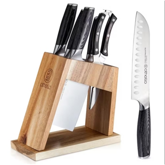 CLASSIC KNIFE SET WITH WOODEN BLOCK, BLACK