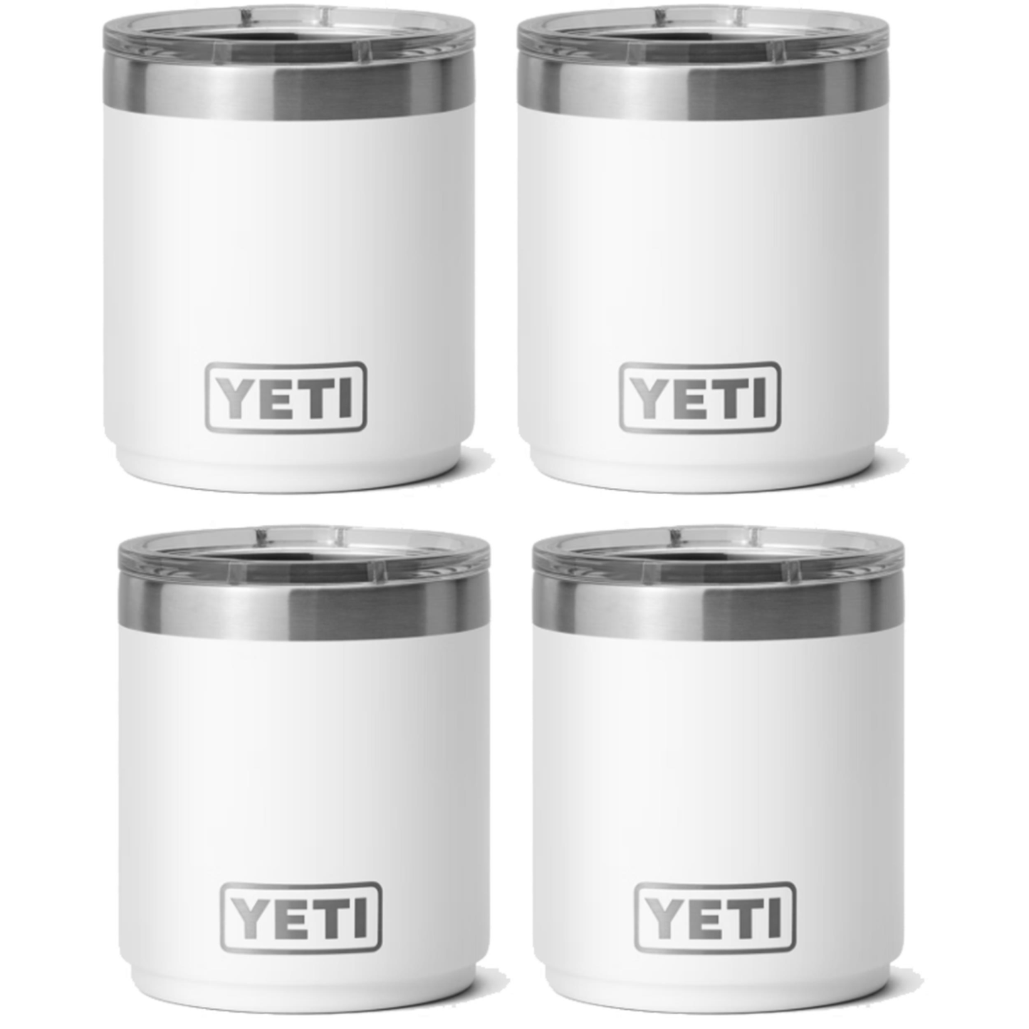YETI RAMBLER 10 OZ. STACKABLE LOWBALL WITH MAGSLIDER LID - WHITE (4-PACK)