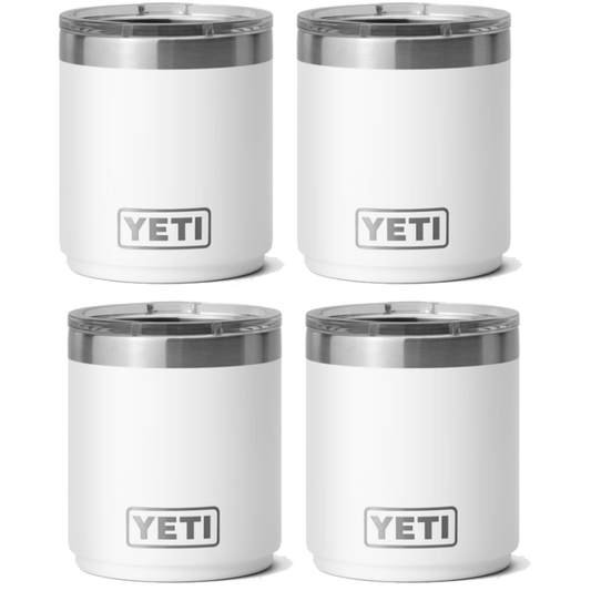 YETI RAMBLER 10 OZ. STACKABLE LOWBALL WITH MAGSLIDER LID - WHITE (4-PACK)
