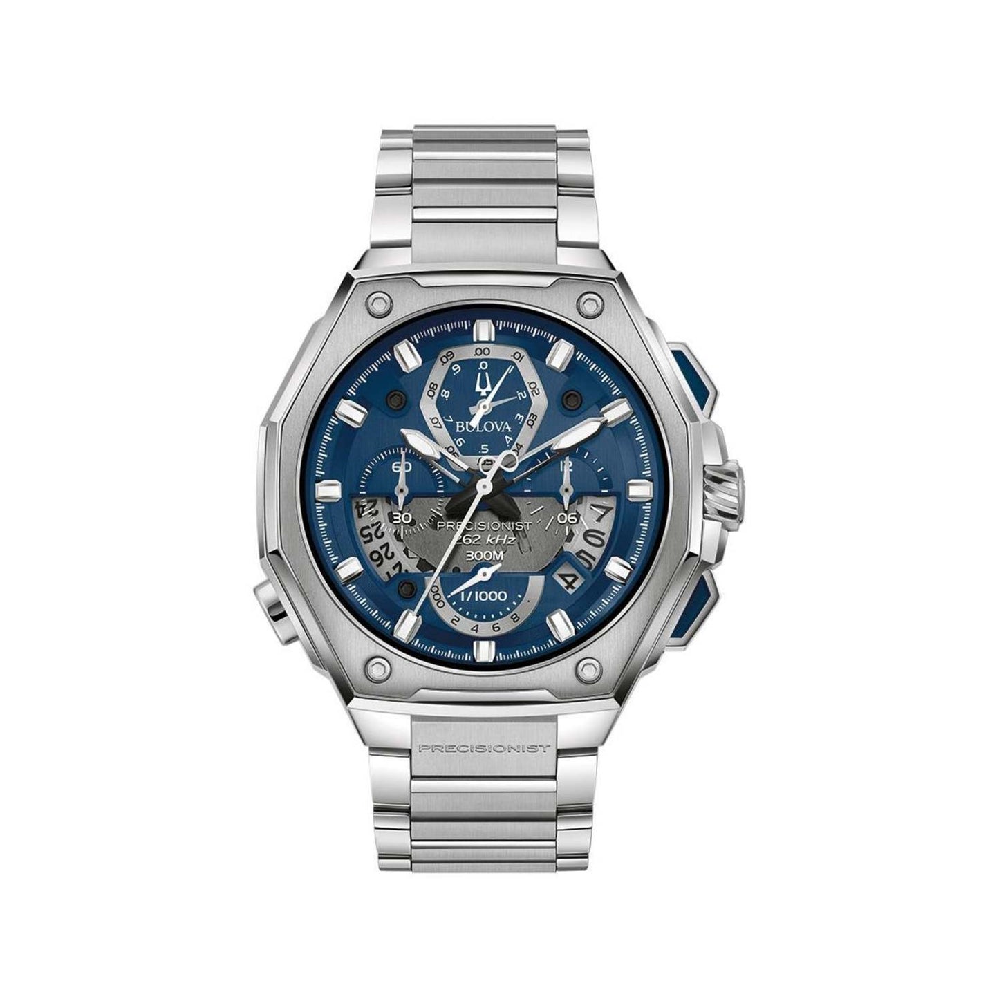 MEN'S SERIES X PRECISIONIST CHRONOGRAPH SILVER-TONE SS WATCH, BLUE DIAL