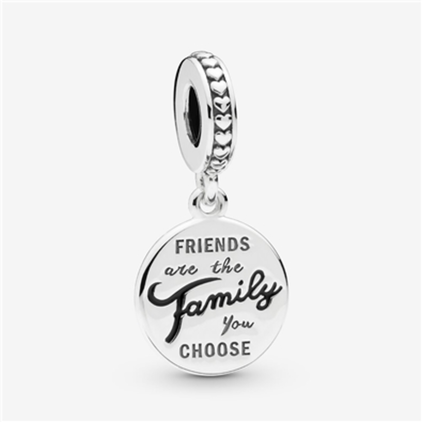 FRIENDS ARE FAMILY DANGLE CHARM, SILVER