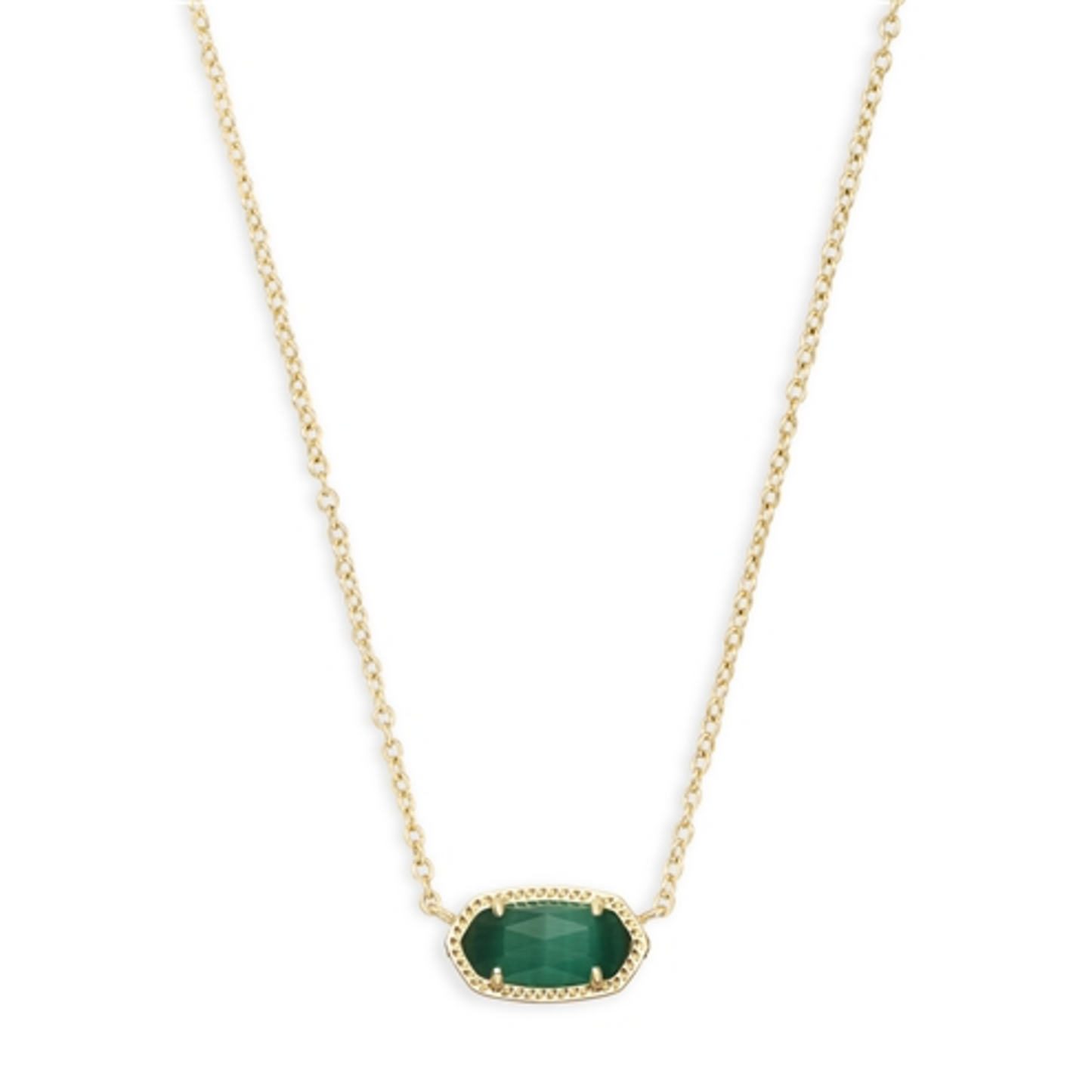 ELISA NECKLACE, GOLD/EMERALD CAT'S EYE