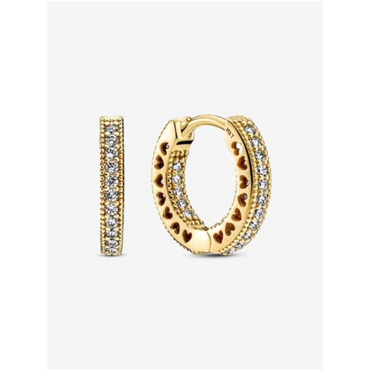 PAVÉ HEART HOOP EARRINGS