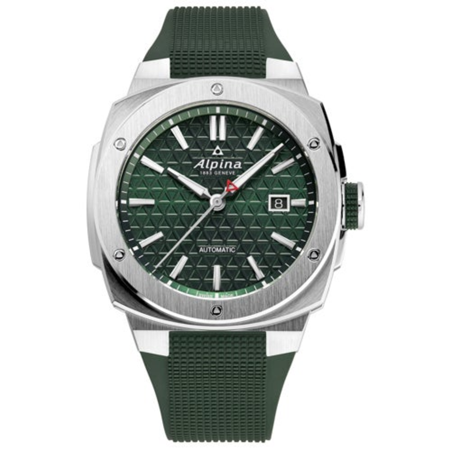 MEN'S ALPINER EXTREME AUTOMATIC GREEN RUBBER STRAP WATCH, GREEN DIAL