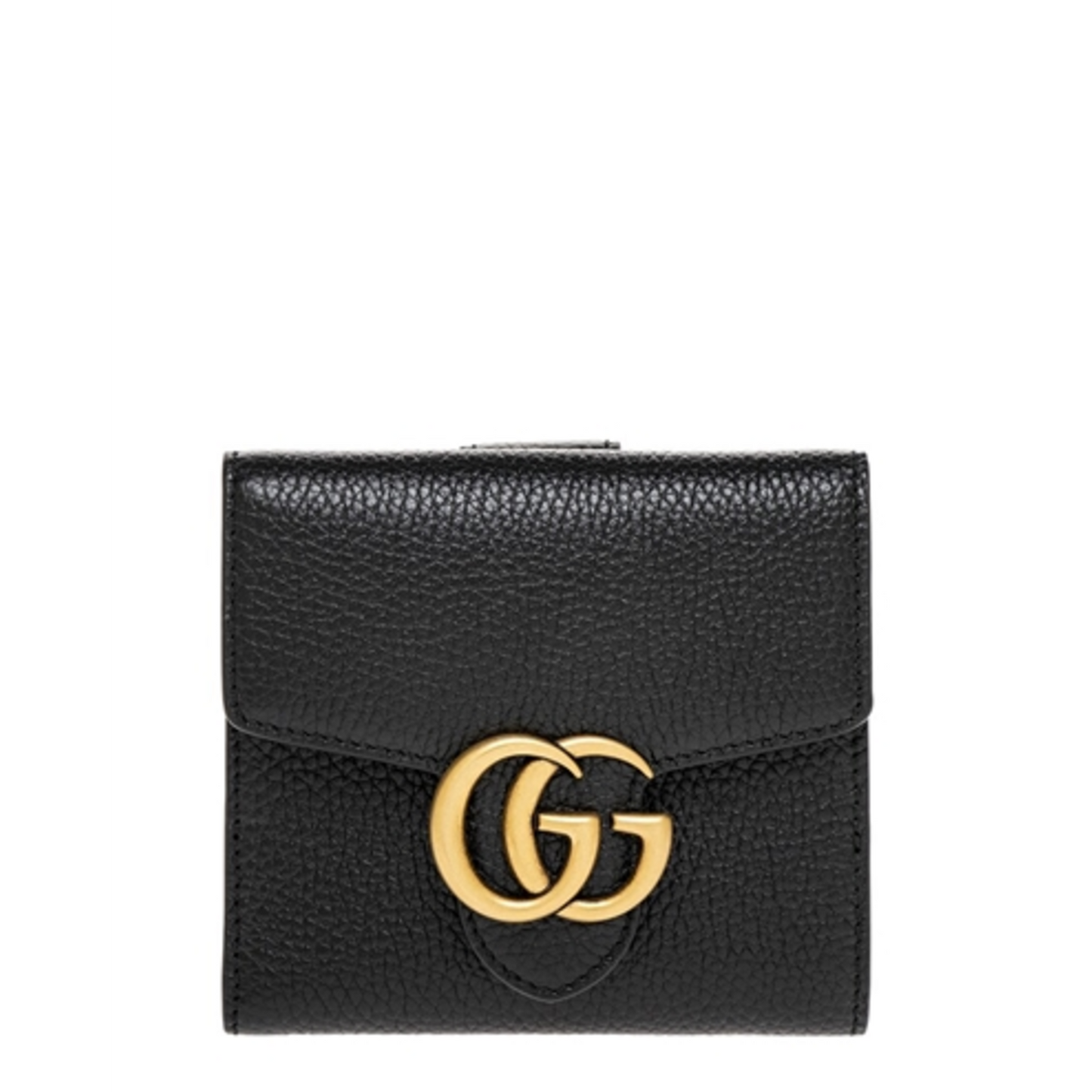 GG MARMONT LEATHER FOLDING WALLET, BLACK (NERO)