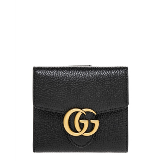 GG MARMONT LEATHER FOLDING WALLET, BLACK (NERO)