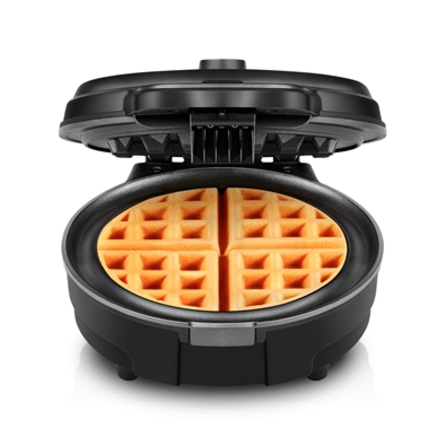 ANTI-OVERFLOW WAFFLE MAKER, BLACK, 8" X 10" X 4"