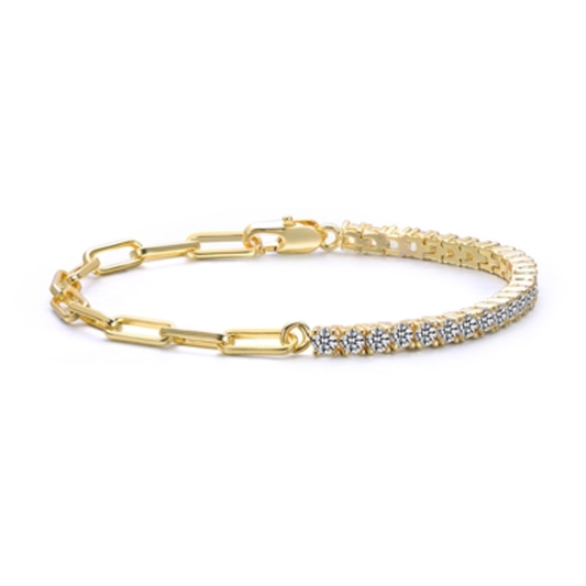 14K YELLOW GOLD CLASSIC CHAIN BRACELET, GOLD, 7"