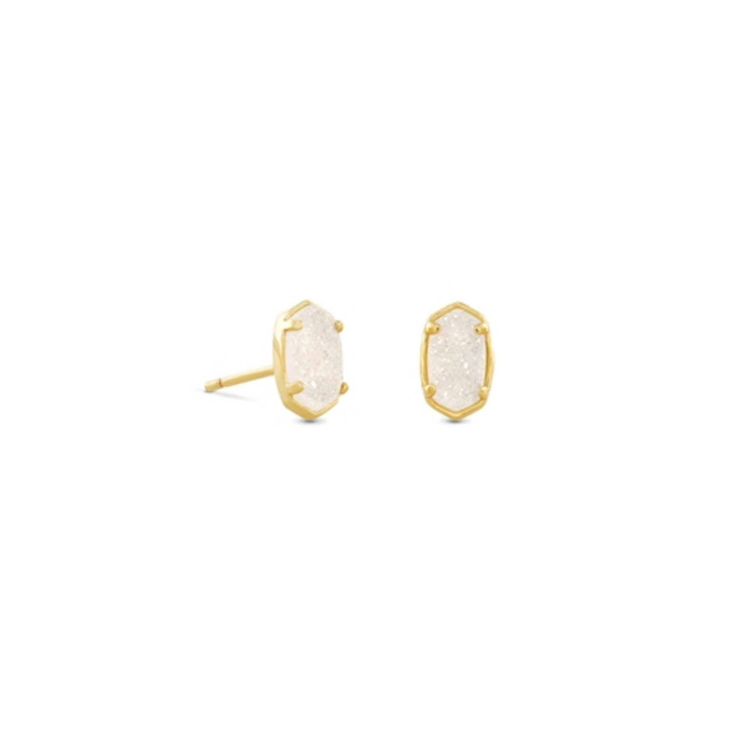 EMILIE STUD EARRINGS GOLD, GOLD IRIDESCENT DRUSY