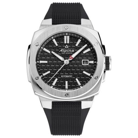MEN'S ALPINER EXTREME AUTOMATIC BLACK RUBBER STRAP WATCH, BLACK DIAL
